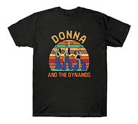Donna and The Dynamos Vintage Men's T-Shirt Mamma Mia Music Tee Short Sleeve Top Black(Large)