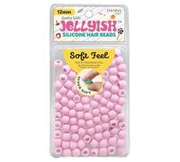 Donna Kids Jellyish Silicone Hair Beads - 12mm Super Soft Noiseless Beads for Braids, Ponytails & Kids Hairstyles - with Threading Tool Pain-Free, Flexible & Tangle (Light Pink)