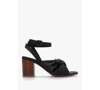 DONNA LEI Comet Black Leather Block Heel Sandals Size: 38, Colour: Bla