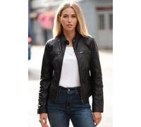 'Donna Milano' Real Leather Fashion Biker Style Jacket Ashwood Leather Black 20