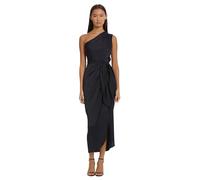 Donna Morgan Women's Dresses One Shoulder Faux Wrap Light Charmeuse Maxi with Tie Waist Occasion Event Party Guest of Formal Night, Twilight Navy, 12