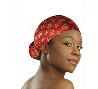 DONNA Pattern Magic Long Wrap for Women - Extra Long Tail Head Wrap, Versatile Styling Scarf, Metallic Gold Pattern, Red, One Size