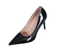 Donna Punta Chiuse Appuntita Raso Scarpe da Sposa Scivolare su Décolleté da Sposa Formale Tacco A Spillo Ufficio Vestito Scarpe Black