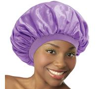 DONNA Satin Bonnet with Olive Oil & Vitamin E - Silky Soft Wide Band Sleep Cap for Night Hair Protection, Pink, Purple, One Size