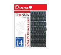 DONNA Snap on Foam Rollers Hair Curlers with Hair Clips for Hairdressing Styling Heatless 12D SMALL BLACK 14PCS