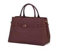 DONNAIN Full-Grain Cow Leather Top Handle Satchel, Tote Bag for Women Work and Shoulder Crossbody Bag with Adustable Strap, Bordeaux, 12.99 x 8.27 x 6.29 inches