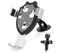 Donnapink Black White Sheep Lambs Wild Flowers on a Dark Gray Background Universal Car Phone Mount, Windshield Vent Phone Mount, Durable Handsfree Stand Strong Suction Cell Phone Holder for Men Women