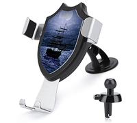 Donnapink Lonely Sailboat in The Sea Against Full Moon Cloud Dark Blue Universal Car Phone Mount, Windshield Vent Phone Mount, Durable Handsfree Stand Strong Suction Cell Phone Holder for Men Women