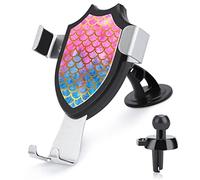 Donnapink Mermaid Tail Scales God Fish Scales in Pink Blue Universal Car Phone Mount, Windshield Vent Phone Mount, Durable Handsfree Stand Strong Suction Cell Phone Holder for Men Women