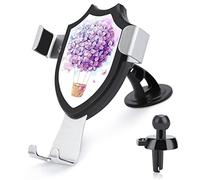 Donnapink Purple Aerostat Balloon Flowers Hydrangeas Lilac Ball Universal Car Phone Mount, Windshield Vent Phone Mount, Durable Handsfree Stand Strong Suction Cell Phone Holder for Men Women