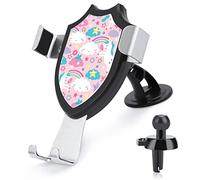 Donnapink Seamless White Unicorns Cloud Colorful Rainbow Stars on Pink Universal Car Phone Mount, Windshield Vent Phone Mount, Durable Handsfree Stand Strong Suction Cell Phone Holder for Men Women