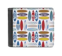 Donnapink Surfing Floral Surfing Boards Seamless On White Leather Bifold Wallet Coin Purse Soft Stylish Credit Pass Case Card-Holder for Boy Girl Men Woman Money Storage