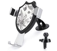 Donnapink Vintage Seamless Black White Floral Peonies Flower Bouquets Universal Car Phone Mount, Windshield Vent Phone Mount, Durable Handsfree Stand Strong Suction Cell Phone Holder for Men Women