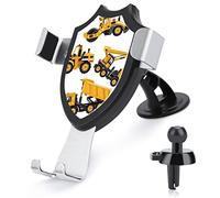 Donnapink Yellow Road Roller Bulldozer Dumper Truck Crane Universal Car Phone Mount, Windshield Vent Phone Mount, Durable Handsfree Stand Strong Suction Cell Phone Holder for Men Women