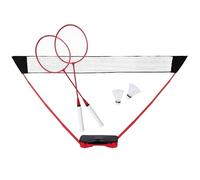 Donnay Badminton Set - Shuttlecock Set for 2 People - with Shuttlecocks, Badminton Racket and Net - Complete Set with Travel Bag - Volleyball Net 155 x 300 cm - for Garden and Camping - Black/Red
