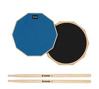 Donner 12 Inches Drum Practice Pad, 2-Sided Silent Rubber Practice Pad with Drum Sticks, Blue