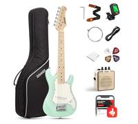 Donner 30 Inch Kids Junior Electric Guitar Beginner Kit ST Style Mini Guitar Premium Bundle with Amp, Tuner, Capo, Bag, Strap, String, Cable (DSJ-100, Mint Green)
