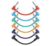 Donner 6 Inch Guitar Patch Colored Cable 6-Pack, TS 1/4" right angle to TS 1/4" right angle