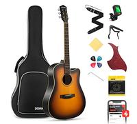 Donner Acoustic Guitar 4/4 Cutaway Beginner Kit - Sunburst with Gig Bag, Tuner, Strap, Strings, Capo, Picks