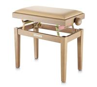 Donner Adjustable Piano Bench-Solid Wood Keyboard Bench Piano Chair Seat with High-Density Sponges Cushion, Wooden Piano Stool with Metal Lifting Devices, Beige