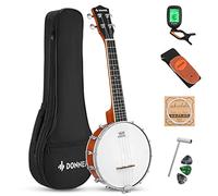 Donner Banjolele 4 String Banjo Ukulele kit Stringed Musical Instruments for Adult Beginner with Banjo Tuners, Gig Bag, Picks, Skeleton 23 Inch Sapele