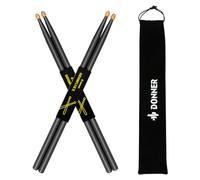 Donner Black Drum Sticks 5A Classic Maple Wood 2 Pair with Carrying Bag
