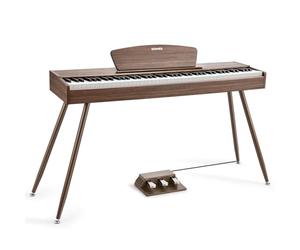 Donner DDP-80 Digital Piano Keyboard 88 Keys Weighted, Hammer Action II, Home Electric Piano Full Size with Stand, Triple Pedal, MIDI Connecting and Headphone Interface, Walnut Wood Color