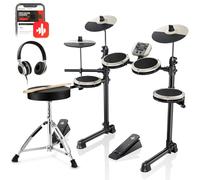 Donner DED-80 Electric Drum Kit with 4 Quiet Mesh Pads, 180+ Sounds, 30 Demo Songs, 10" Cymbals, 2 Pedals, Throne, Headphones, Sticks, USB MIDI, Melodics Lessons, White
