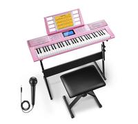 Donner DEK-610S 61 Key Electronic Piano Pink Set (including piano stand, stool, microphone) UK
