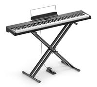 Donner DEP-05 Digital Piano 88 Key Semi Weighted Velocity-Sensitive Keyboard, Portable Electric Piano Keyboard Set with Detachable X-shaped Stand Pedal Stickers, Gifts for Beginners Women Girls, Black