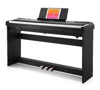 Donner Digital Piano 88 Keys Semi Weighted Keyboard with Piano Stand, Full Size Electric Piano with Triple Pedal USB MIDI 8 Tones & 128 Polyphony, Gifts for Beginners, DEP-10S