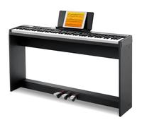 Donner Digital Piano Keyboard Velocity-Sensitive 88 Keys with Removable Piano Stand, Compact Beginner Home Electric Piano with Split Mode, LED Digital Tube for Display, and Triple Pedal DEP-08