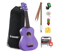 Donner Soprano Ukulele for Beginner Ukelele with Free Online Lesson Bag Strap String Tuner Pick Cloth, DMU-01 21 Inch Matte ukalalee Bundle Kit Macaron Series-Purple