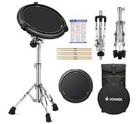 Donner Drum Practice Pad Stand Kit, Snare Drum Stand with 12'' Silent Marching Drum Pad, Drumsticks, Backpack, Adjustable Stand Fits 10''-14'' Dia Drums(Black)