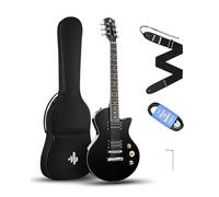 Donner DSC-128 Electric Guitar, 39" Solid Body Beginner Full Size Kit with Bag, Strap & Cable, Black
