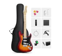 DONNER DST-80 Electric Guitar 39” Beginner Electric Guitar Kit with Amp, Classic SSS Pickup Complete with Gig Bag, Tuner, Capo, Strap, Picks, and Free Online Lessons, CherryBurst