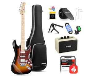 Donner Electric Guitar, DST-152S 39" Electric Guitar Kit HSS Pickup Coil Split, Guitar Starter Pack for Adult Beginners with Amp, Bag, Accessories, Sunburst