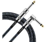 Donner Guitar Cable 10 ft, Premium Electric Instrument Bass Cable AMP Cord 1/4 Right Angle to Straight Black Blue