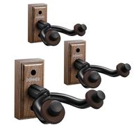 Donner Guitar Wall Hanger 3 Pack, Guitar Wall Mount Black Walnut for Acoustic, Electric, Bass, Ukulele, Violin, Mandolin, Banjo