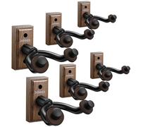 Donner Guitar Wall Mount Black Walnut Guitar Wall Hangers for Acoustic, Electric, Bass, Ukulele, Violin, Mandolin, Banjo, Guitar Wall Holder 6 Pack