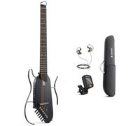 Donner HUSH-I Electro-Acoustic Guitar For Travel - Portable Ultra-Light and Quiet Performance Headless Guitar, Mahogany Body with Removable Frames, Gig Bag, and Accessories