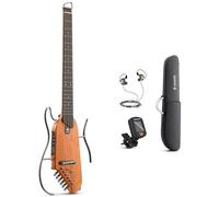 Donner HUSH-I Electro-Acoustic Guitar For Travel - Portable Ultra-Light and Quiet Performance Headless Guitar, Mahogany Body with Removable Frames, Gig Bag, and Accessories