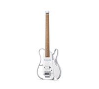 DONNER HUSH X LIVE Electric Guitar with Detachable Speaker, Headless Travel Guitar Built-in Amp Modeling & Effects, Bluetooth Practice Guitar Kit with Gig Bag, White