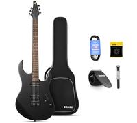 Donner Solid Body Electric Guitar, DMT-100 39 Inch Metal Electric Guitar Kit with H-H Pickups, Bag, Strings, Strap, Cable, String Mute for Rock Music Lovers (Black)