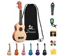 Donner Soprano Ukulele Kid Beginner Kit Ukulele 21 inch Child Starter Set Adult Ukelele Hawaii Guitar with Uke Oneline Lesson String Tuner Picks DUS-10 Natural