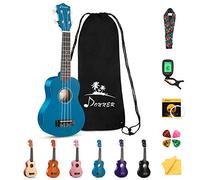 Donner Soprano Ukulele Kid Beginner Kit Ukulele 21 inch Child Starter Set Adult Ukelele Hawaii Guitar with Uke Oneline Lesson String Tuner Picks DUS-10 Blue