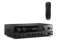 Donner Stereo Receivers Home Audio Amplifier, Premium 1000W Max Power 4 Channel Amplifier with Bluetooth 5.0, USB, FM, 2 Mic-in, Echo, RCA, Fiber/Coaxial Input for Home, Karaoke, Theater Speakers
