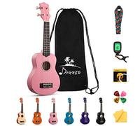 Donner Ukulele Kid Beginner Soprano Ukulele Kit 21 inch Child Starter Set Adult Ukelele Hawaii Guitar with Uke Oneline Lesson String Tuner Picks DUS-10 Pink
