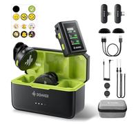 Donner VPM-20 Wireless Lavalier Microphone for USB-C/Lightning iPhone iPad Android Camera, with Charging Box, Dual-Channels Mics, Plug-Play, 1000ft Range, 48KHz 24Bit, Noise Cancellation, 40h Use Max