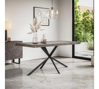 More4Homes Donni 4-6 Seater Dining Table Modern Concrete Effect Table Top W Black Legs